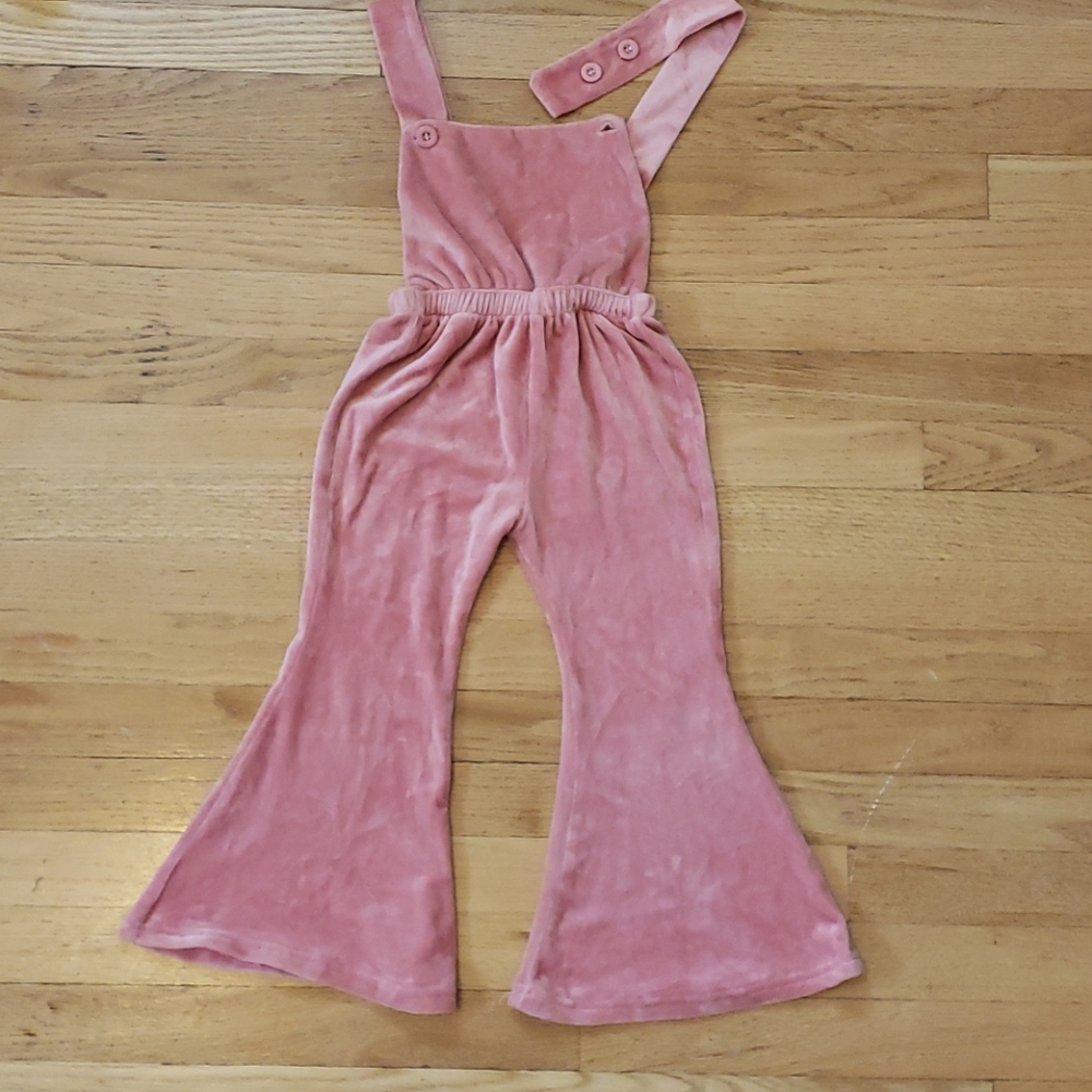 Bell Bottom Velour Overalls